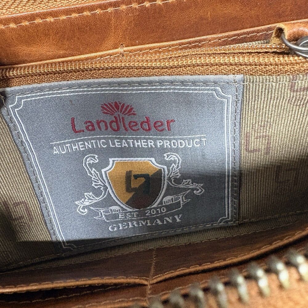 Landleder Brown Zip-Around Women's Wallet with Card Slots & Zipper Pocket